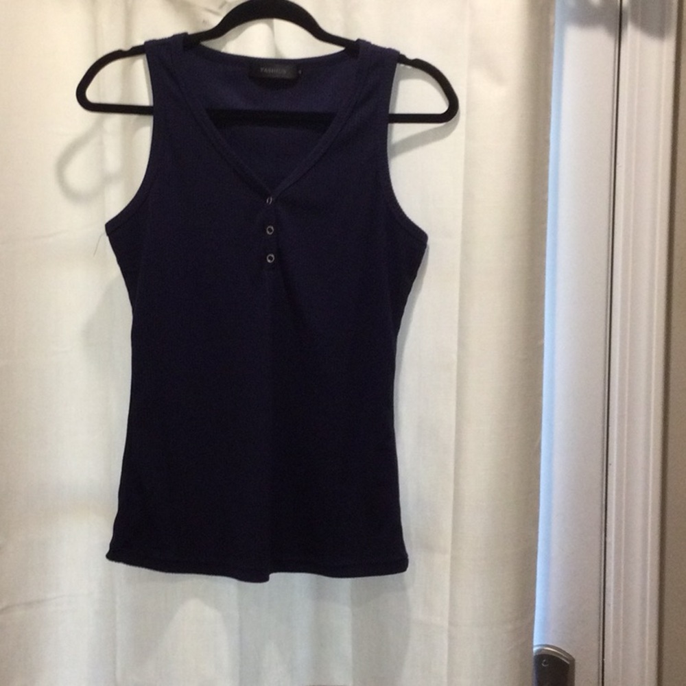 Navy ribbed knit tank